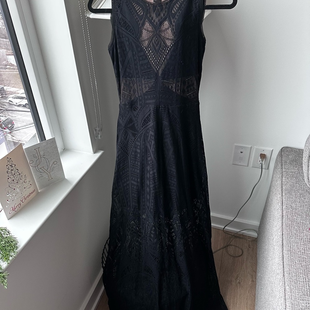 BCBGMaxAzria Black Sleeveless Halter Gown for Cocktail